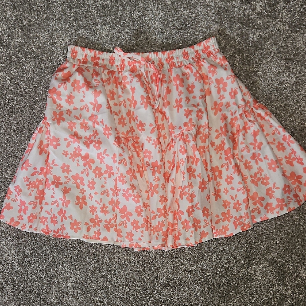Kendall & Kylie Pink/Orange/Coral Tiered Skater Mini Skirt
